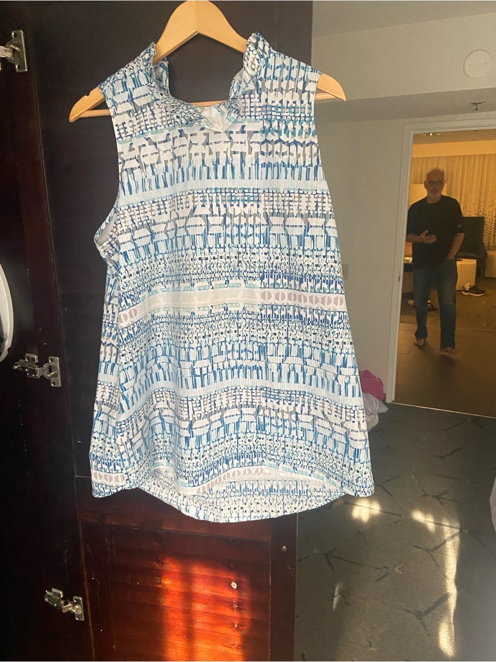 Tyler Boe Blue & White Printed Tunic Top
